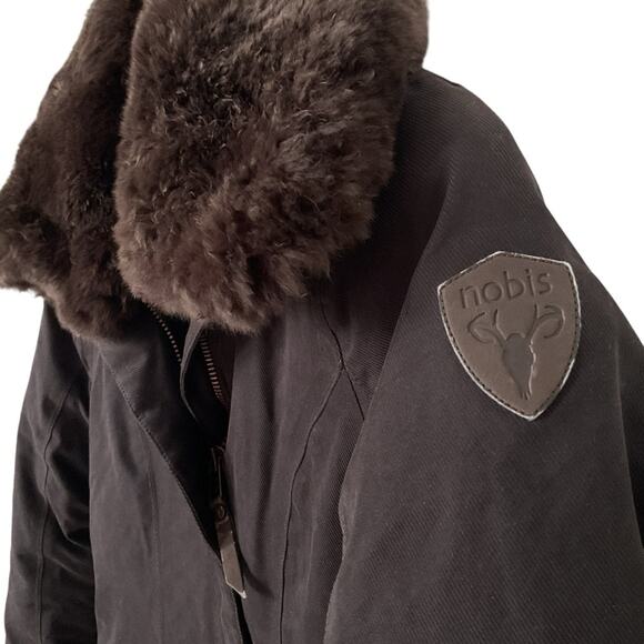 Women's Nobis Lady Taylor Navy/Brown Fur-Collar Coat - Picture 9 of 16